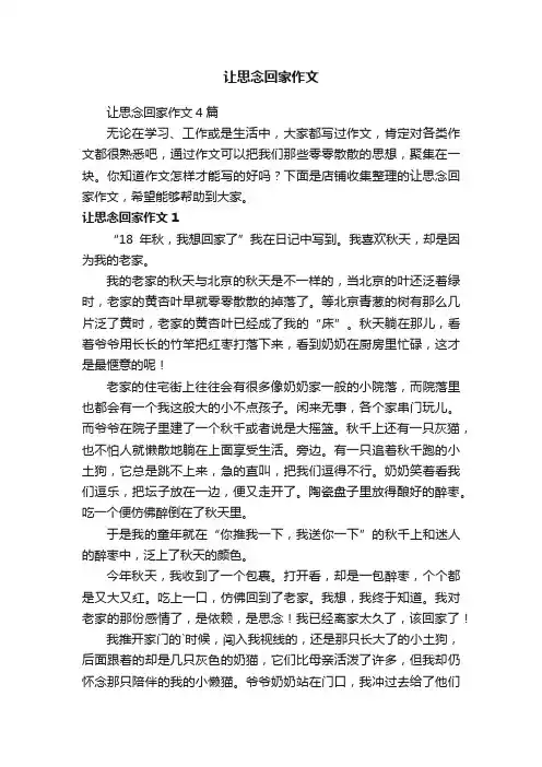 让思念回家作文