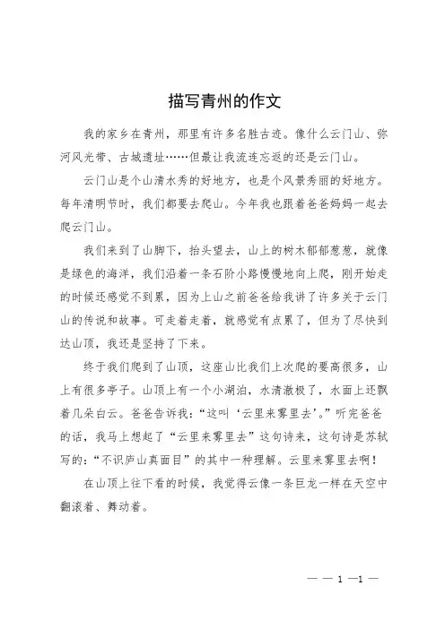 描写青州的作文