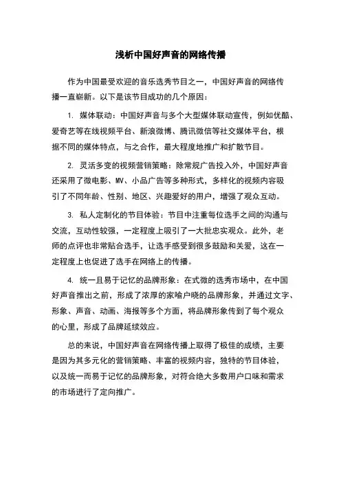 浅析中国好声音的网络传播
