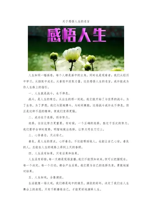关于感悟人生的名言
