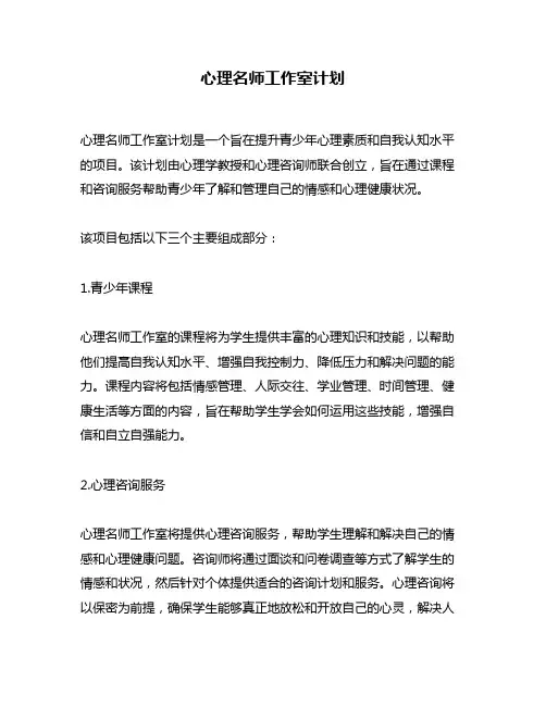 心理名师工作室计划