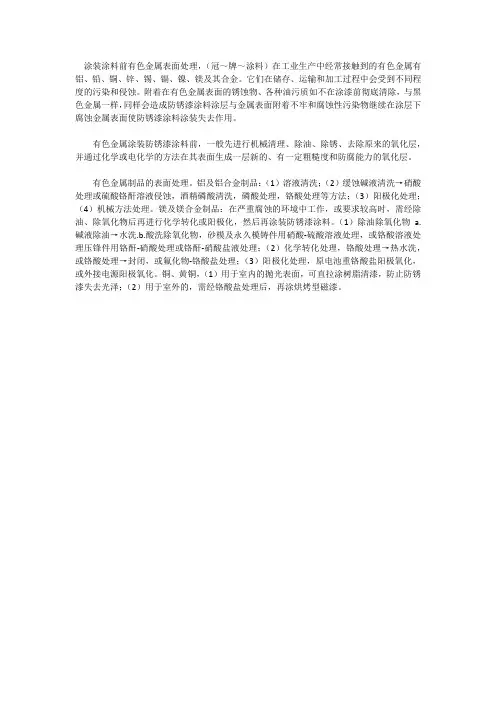 油漆涂装前表面处理