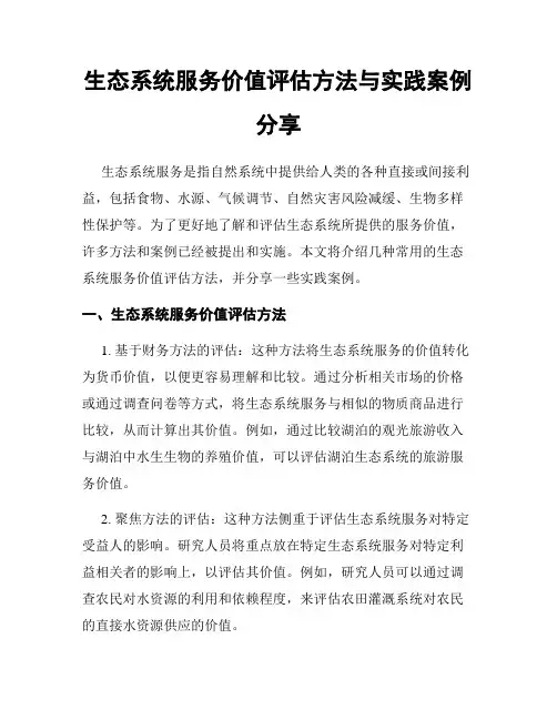 生态系统服务价值评估方法与实践案例分享