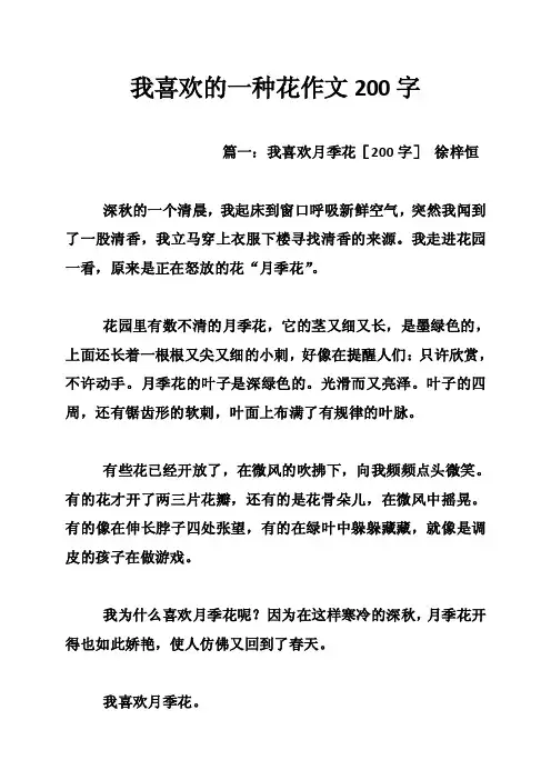 我喜欢的一种花作文200字
