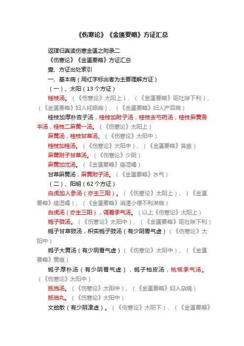 《伤寒论》《金匮要略》方证汇总