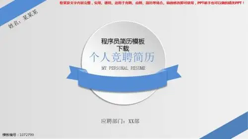 2018-2019年程序员简历模板下载【通用ppt】