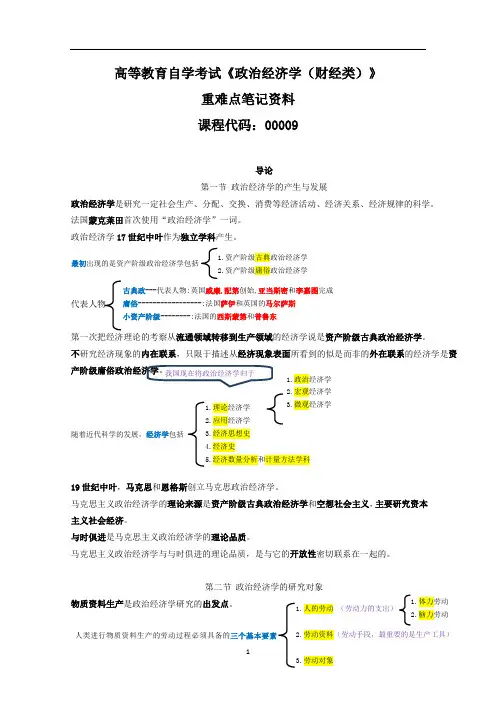 00009政治经济学(财经类)重难点笔记资料