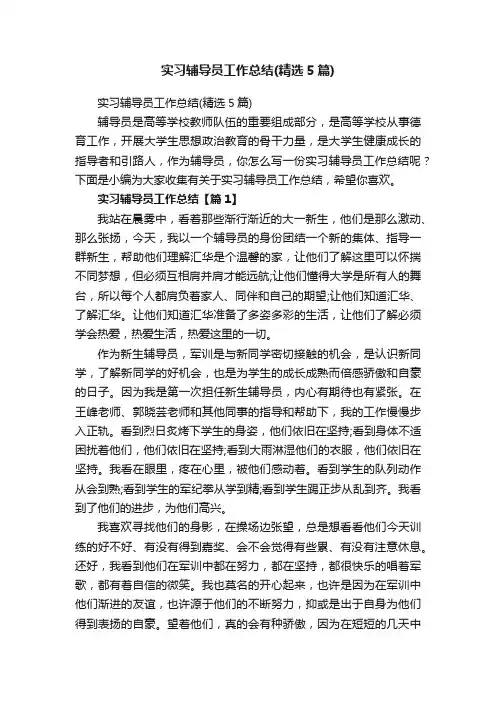 实习辅导员工作总结（精选5篇）