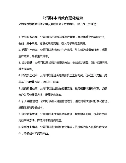 公司降本增效合理化建议