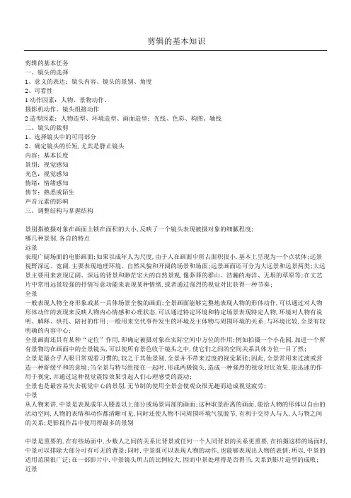 剪辑的基本知识