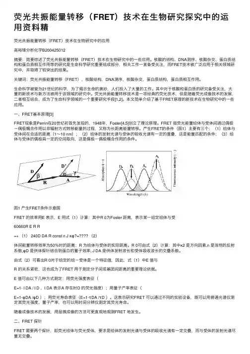 荧光共振能量转移（FRET）技术在生物研究探究中的运用资料精