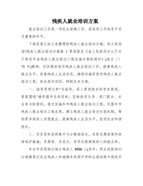 残疾人就业培训方案