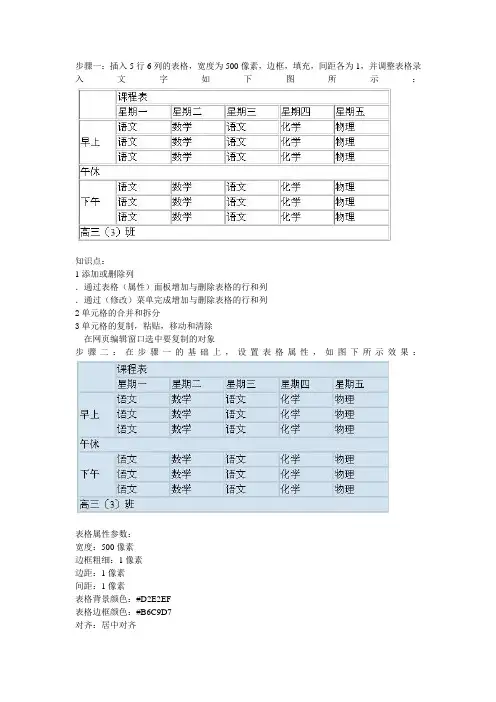 课程表制作步骤