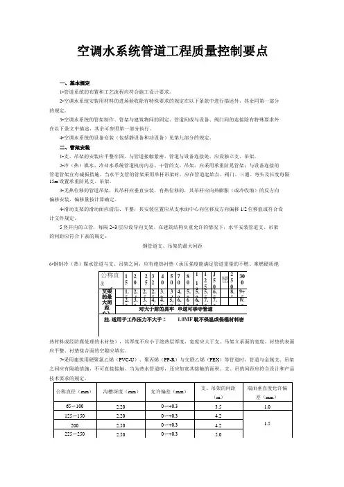 空调水系统管道工程质量控制要点