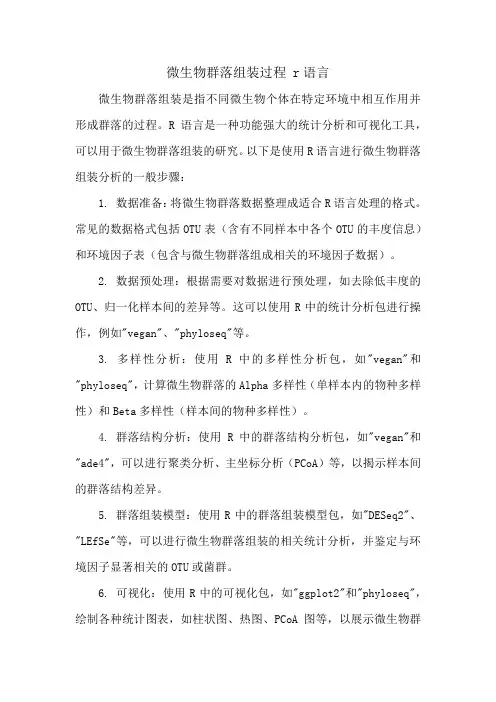 微生物群落组装过程 r语言
