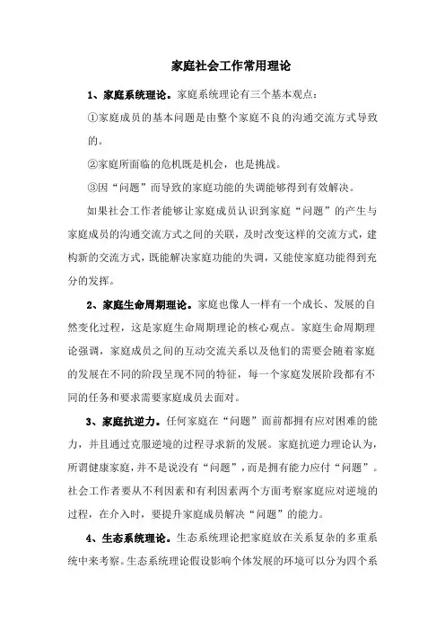 家庭社会工作常用理论