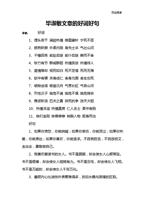 毕淑敏文章的好词好句