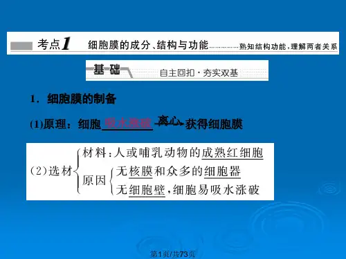 高三生物一轮复习细胞膜与细胞核含流动镶嵌模型新人教版必修.pptx