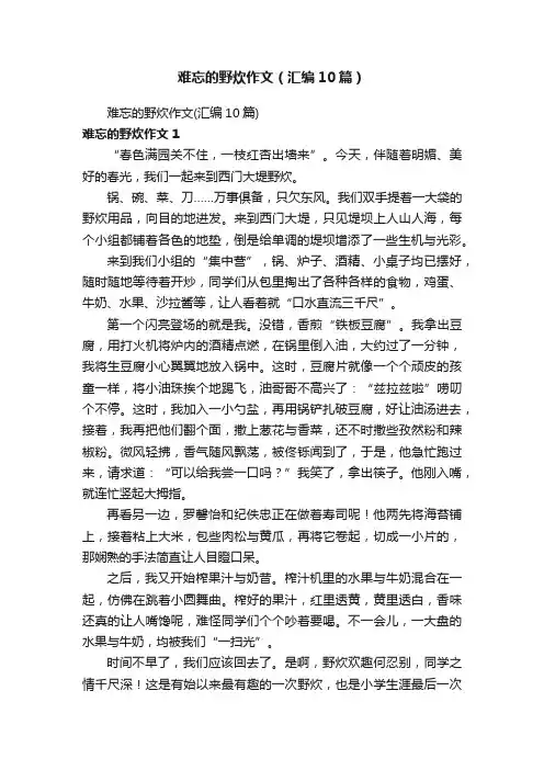 难忘的野炊作文（汇编10篇）