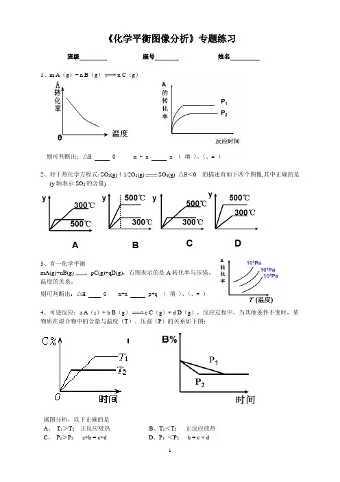 选修四《化学平衡图像分析》专题练习