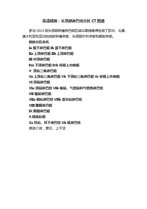 高清精细：头颈部淋巴结分区CT图谱