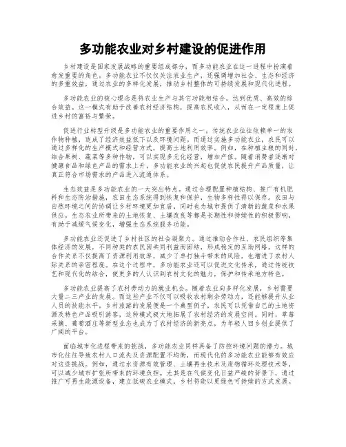 多功能农业对乡村建设的促进作用
