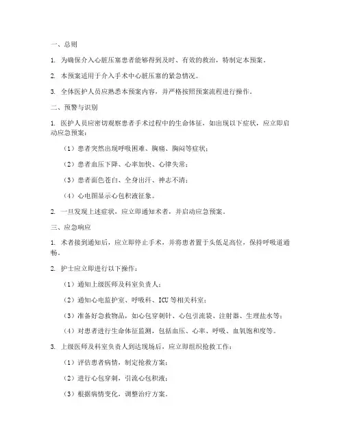 介入心脏压塞应急预案模板
