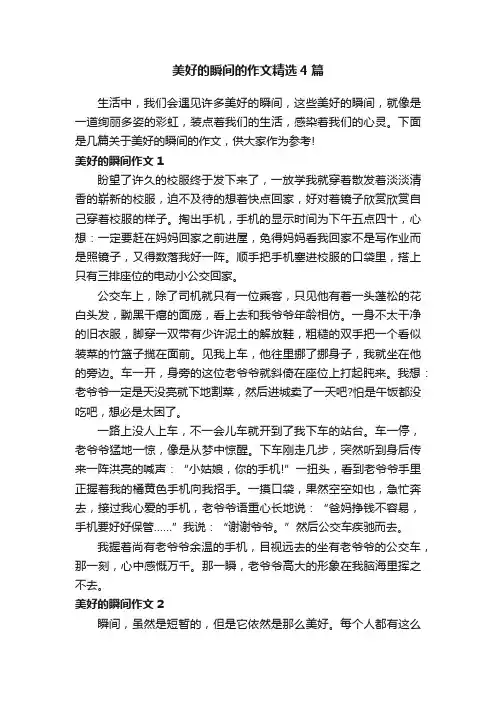 美好的瞬间的作文精选4篇