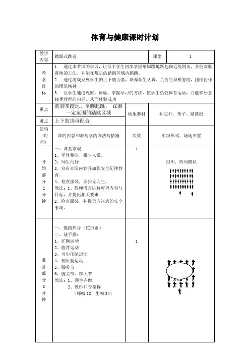 小学体育_蹲踞式跳远教学设计学情分析教材分析课后反思