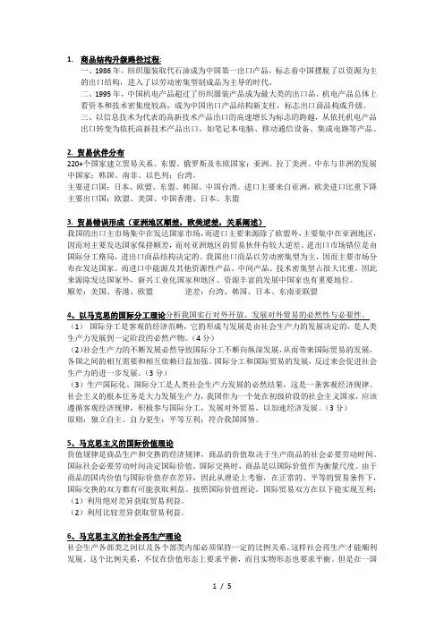 中国对外贸易概论复习大纲1
