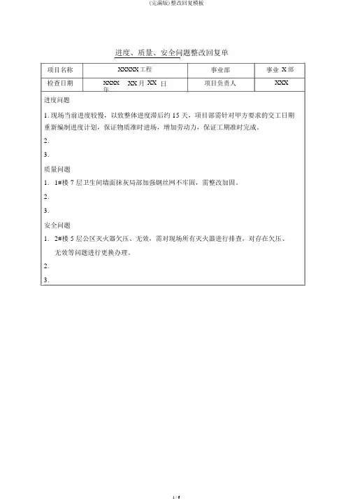 (完整版)整改回复模板