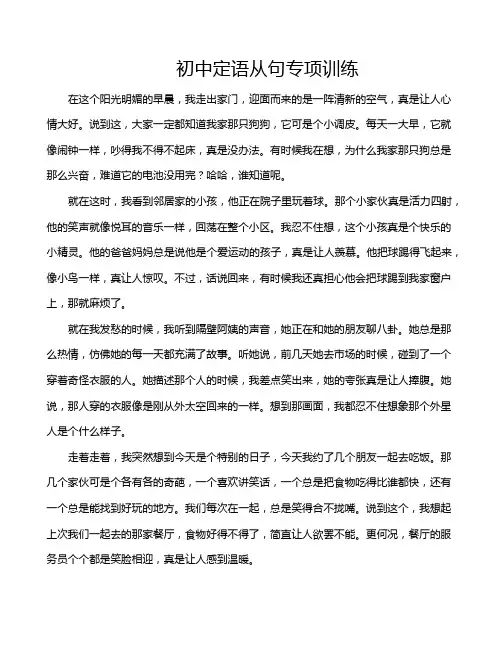 初中定语从句专项训练