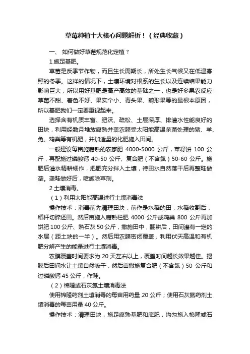 草莓种植十大核心问题解析！（经典收藏）