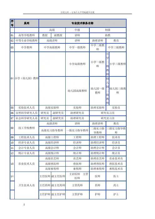 专业技术职务名称