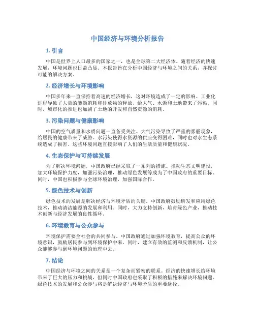 中国经济与环境分析报告