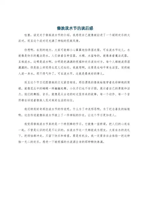 傣族泼水节的读后感