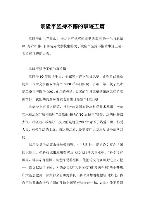 袁隆平坚持不懈的事迹五篇