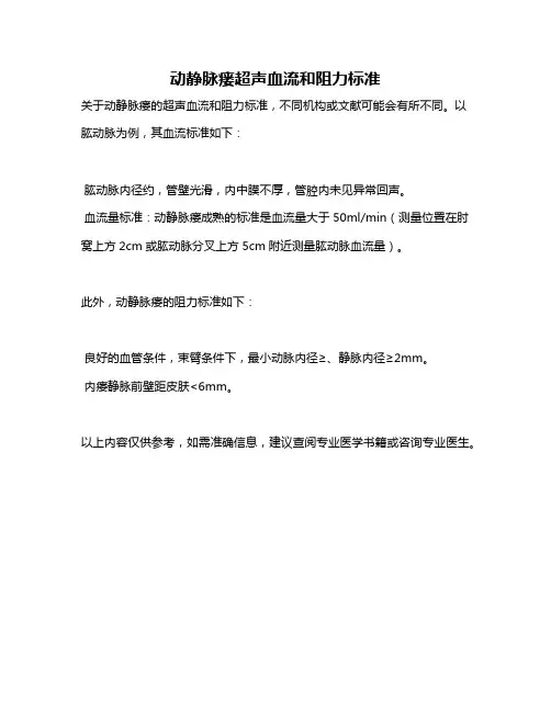 动静脉瘘超声血流和阻力标准