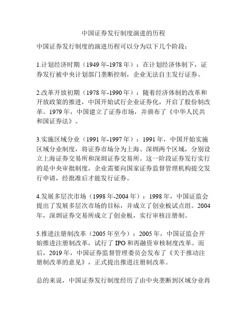 中国证券发行制度演进的历程
