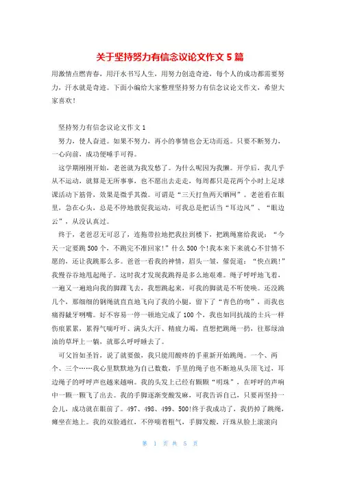 关于坚持努力有信念议论文作文5篇