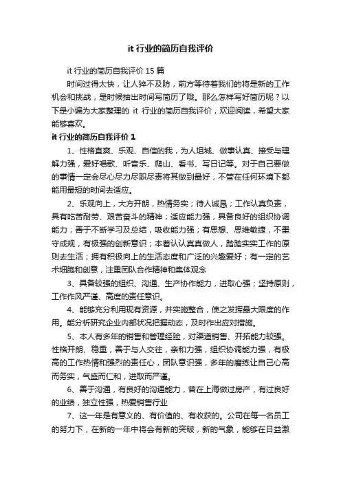 it行业的简历自我评价