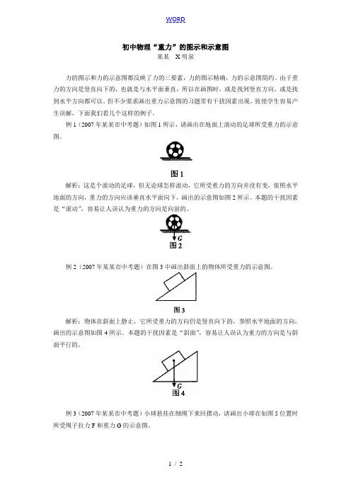 初中物理“重力”的图示和示意图