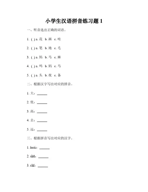 小学生汉语拼音练习题1