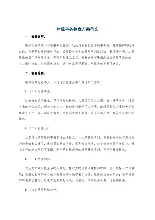 村级事务检查方案范文