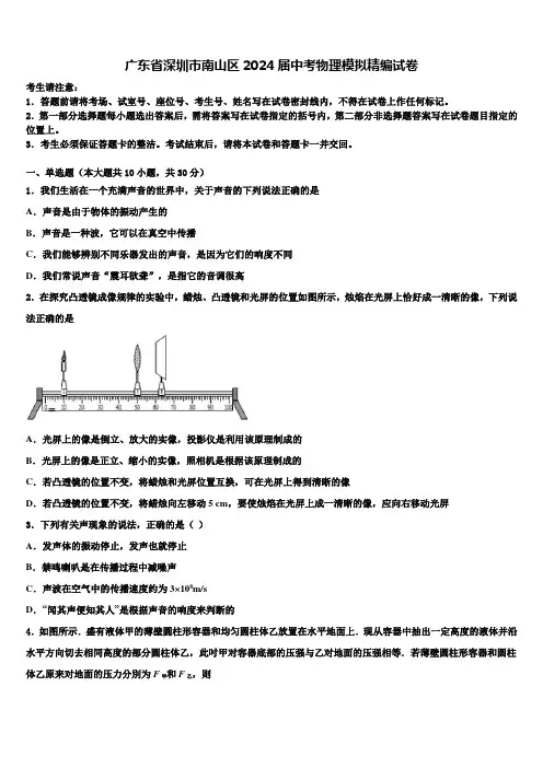 广东省深圳市南山区2024届中考物理模拟精编试卷含解析