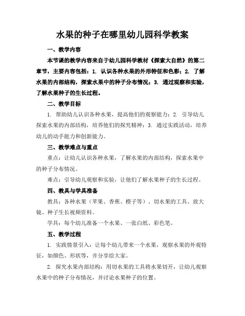 水果的种子在哪里幼儿园科学教案