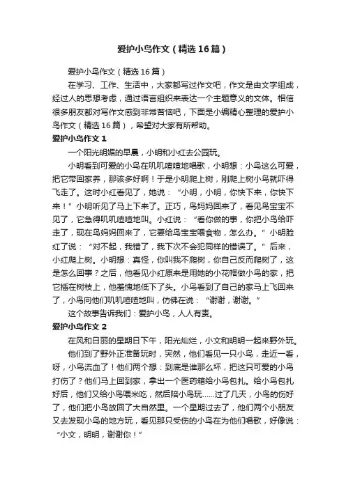 爱护小鸟作文（精选16篇）