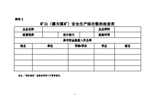 矿安202317号-矿山露天煤矿安全生产综合整治检查表