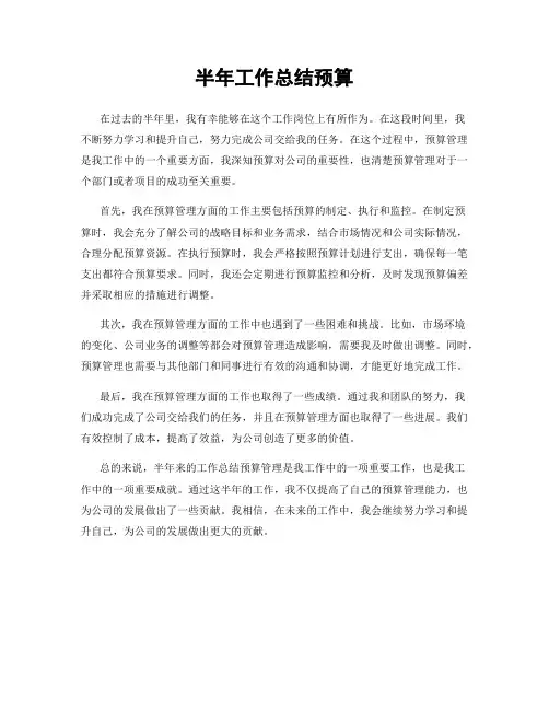 半年工作总结预算