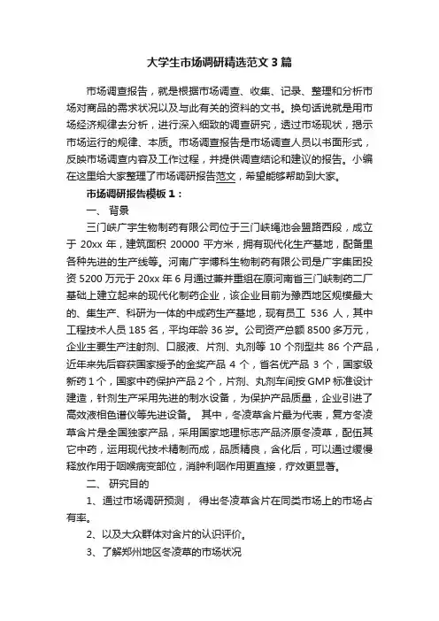大学生市场调研精选范文3篇